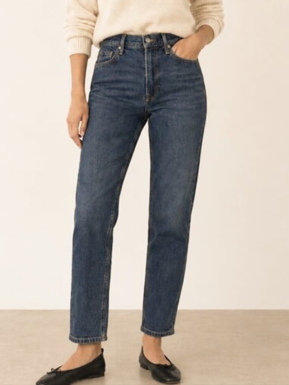 Everlane Dark Wash High Rise Straight Leg Cheeky Jeans, Size 27